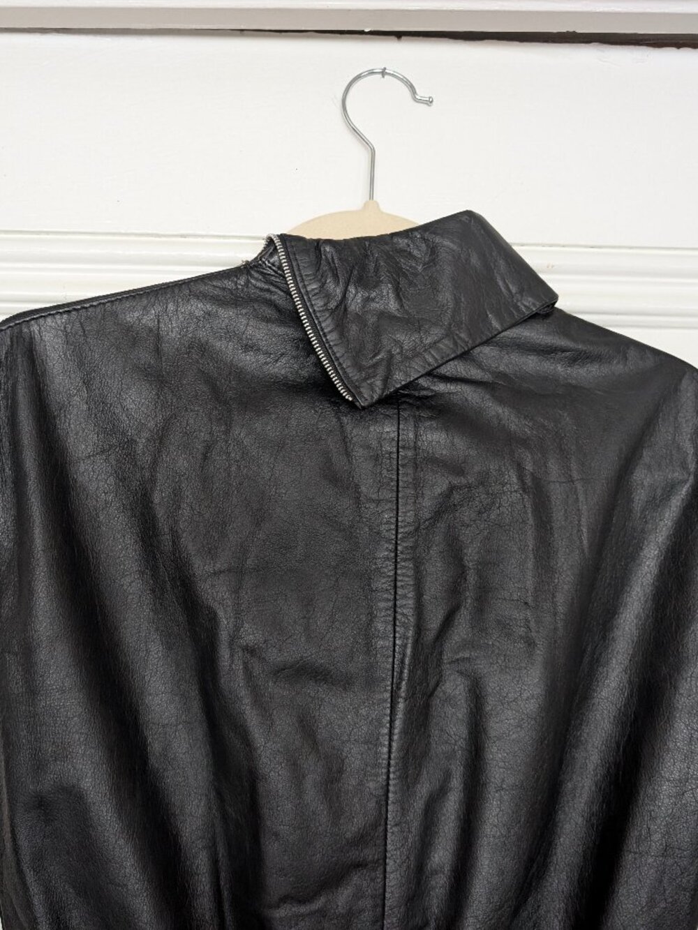 Vintage Berman's New Wave Punk Genuine Leather Zipper Dress - Picture 8 of 10